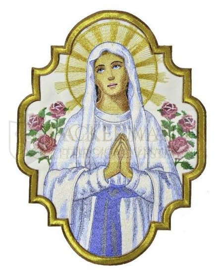 Applique Religieuse Brodée Mother of God with Roses