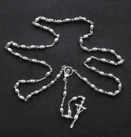 Silver Rosary 925 grooved seed
