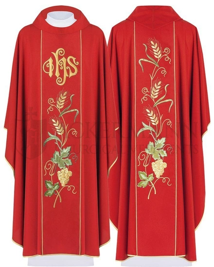 Red Gothic Chasuble IHS model 117