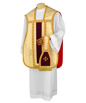 Gold Roman chasuble with embroidered PAX made on velvet