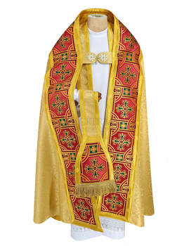 Roman Cope decorated of Italian silk fabric with crosess model 062